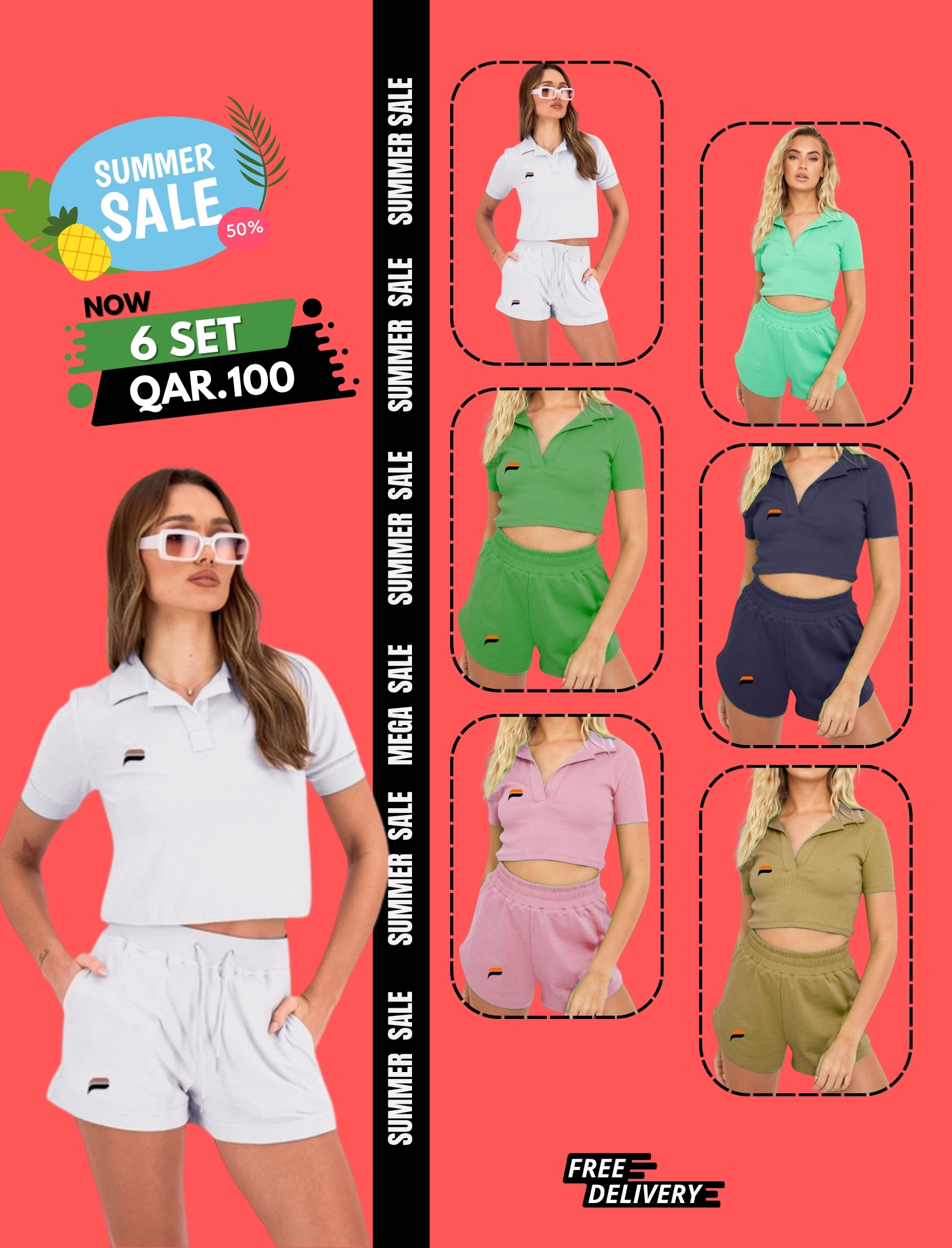 ladies crop polo set 6 pcs bundle offer